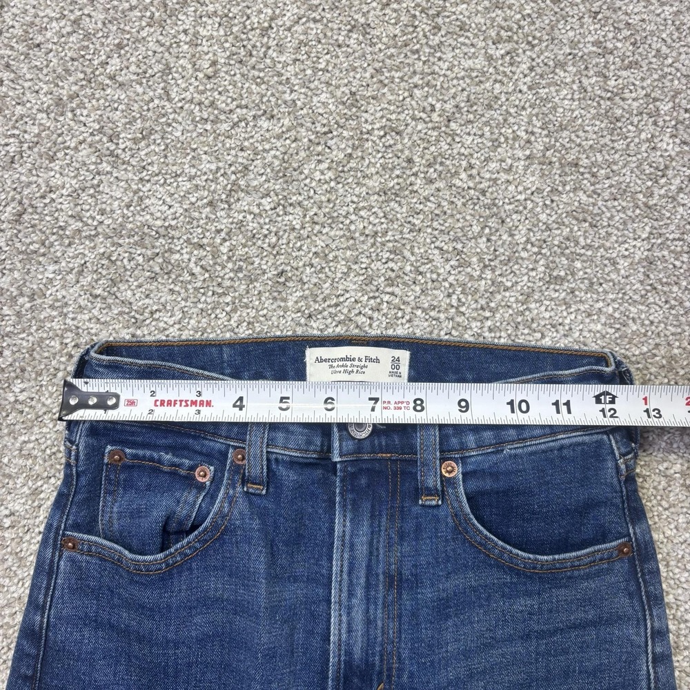 Abercrombie & Fitch Ankle Straight Jeans Womens 00 Blue Ultra High Rise 24x28 - Picture 4 of 6